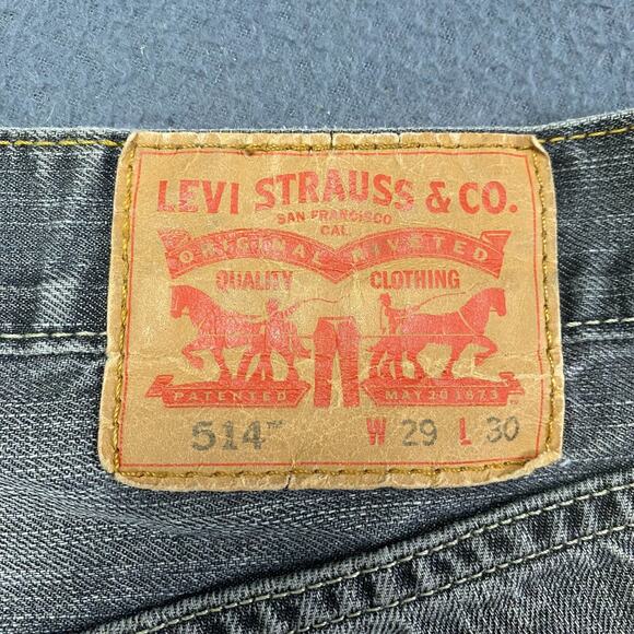 Levis 514 Jeans Mens 28x28 Gray Denim Distressed Straight Leg Grunge Thrashed - Picture 8 of 16